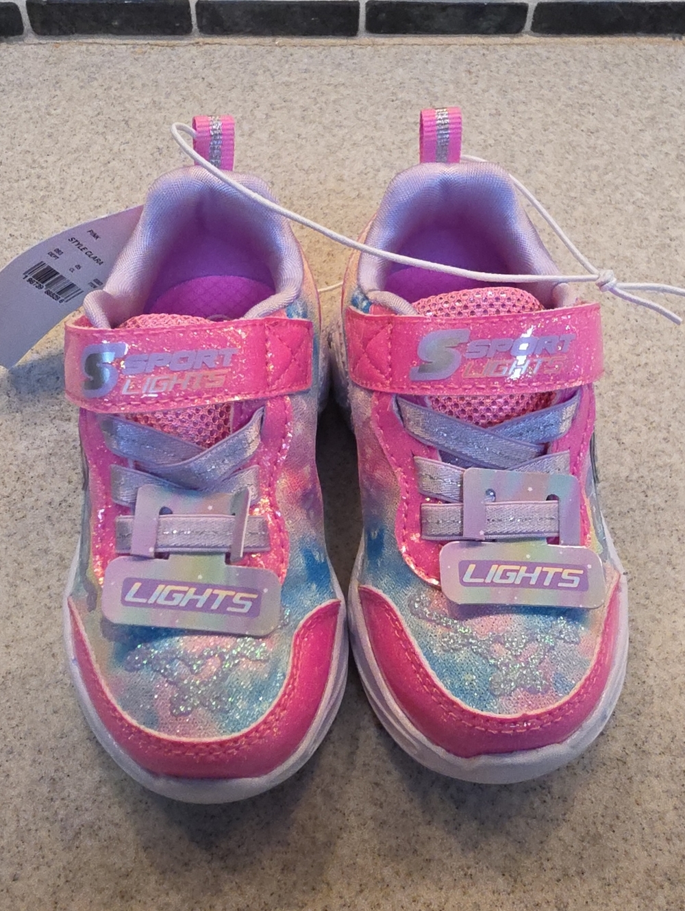 Kids Light-Up Athletic Sneakers - Pink Blue Glitter